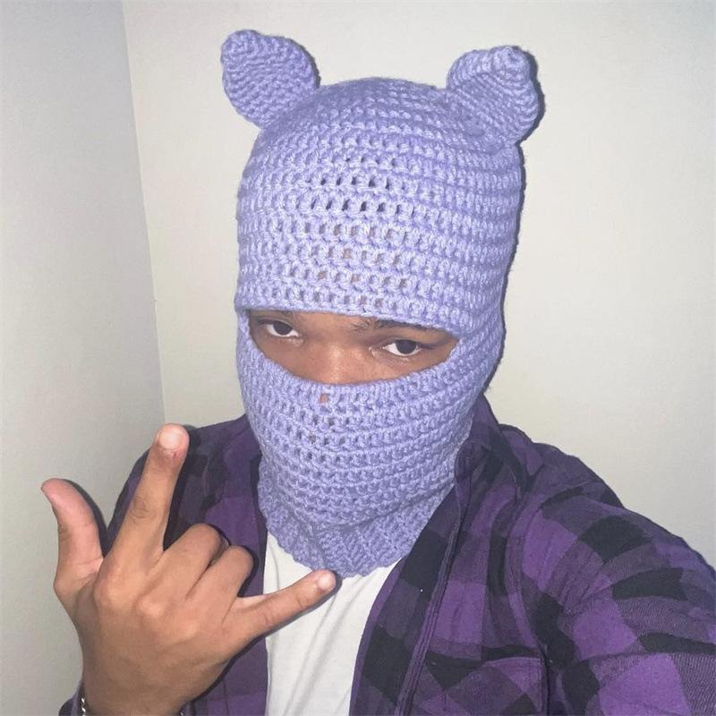 Neue handgemachte gehäkelte Totenkopf-Katzenohren-Baseballkappe personalisierte modische Erwachsenen-Überziehmütze