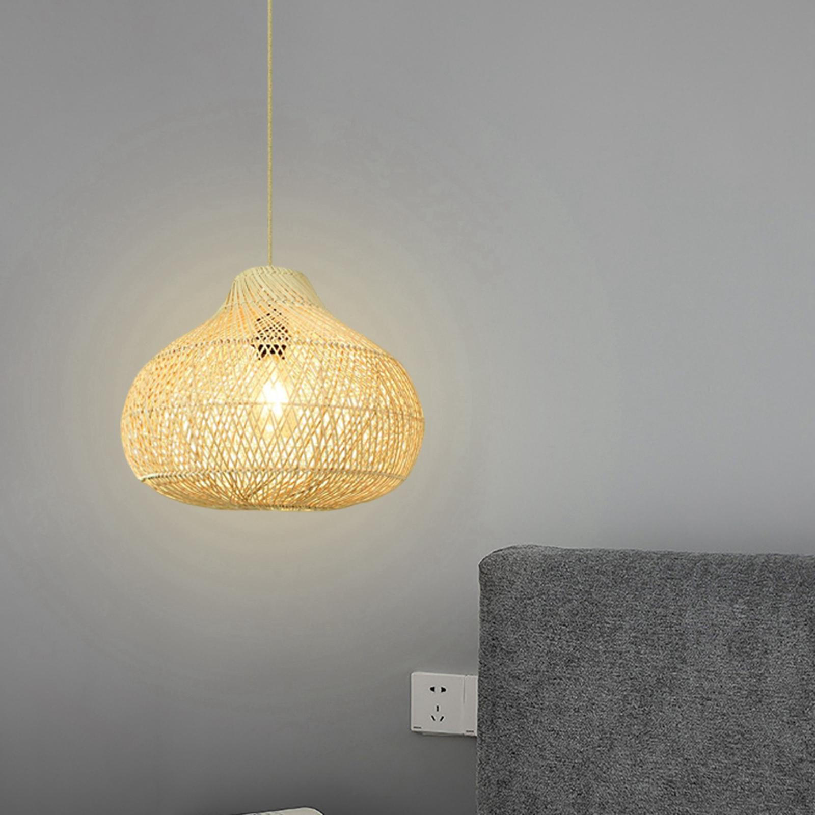 

Farmhouse Rattan Pendant Lamp Shade Handmade with Adjustable Cord for Living Room Hotel Restaurant