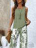 Women Loose Casual Clothes Set Square Neck Vest Top and Pants