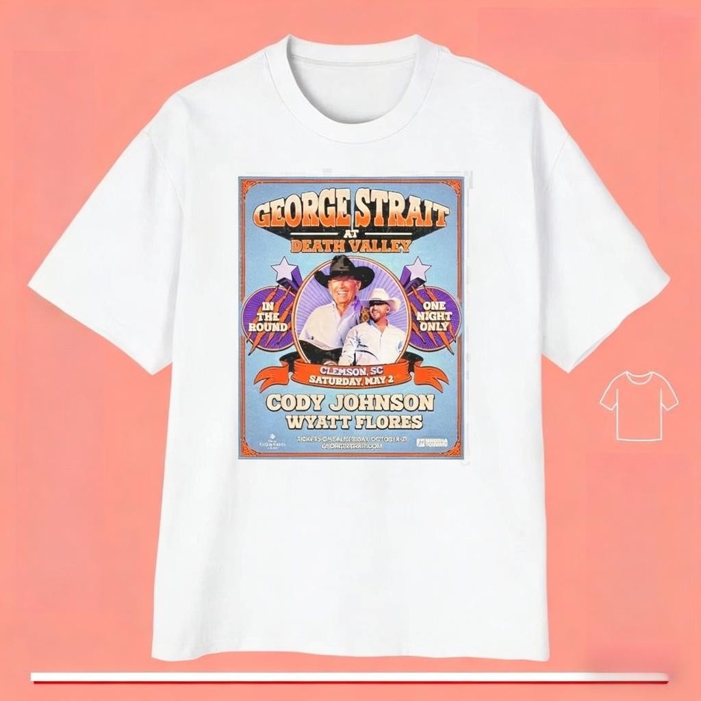 Nuova T-shirt George Strait At Death Valley Stadium Stage 2026 a Clemson South Carolina il 2 Maggio 2026 in The Round One Night Only