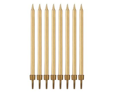 Birthday Candles with Stands, Gold, 10 - 8 Pcs. PF-SUZL