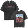 T-shirt rétro délavé Radiohead Band OK Computer pour femme et T-shirt Hip Hop Mode 100% Coton T-shirt décontracté