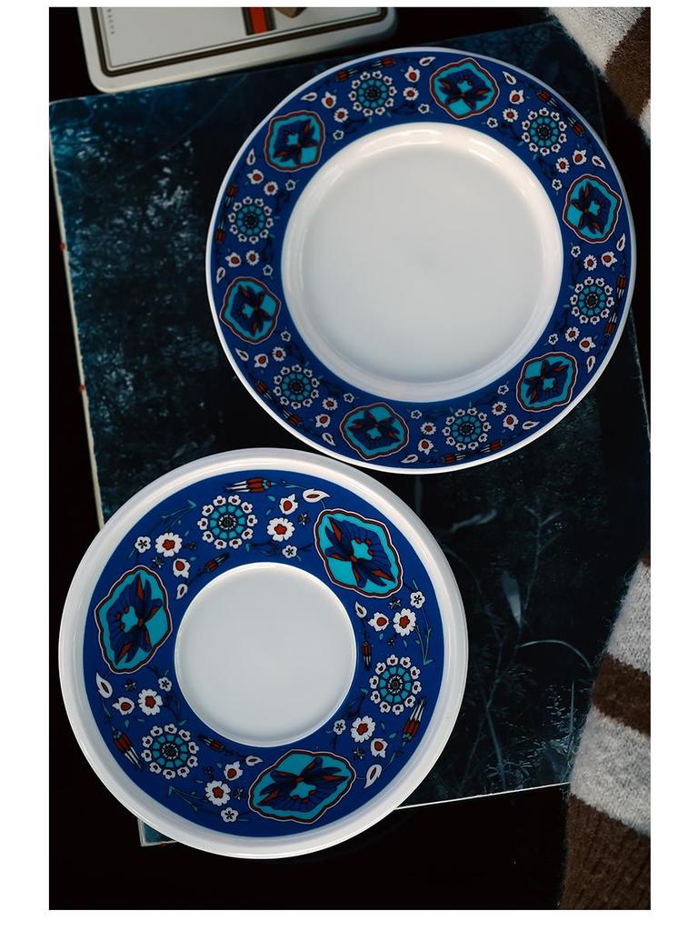 Set cană și farfurioară pentru latte din ceramică turcească - Cutie cadou cană retro