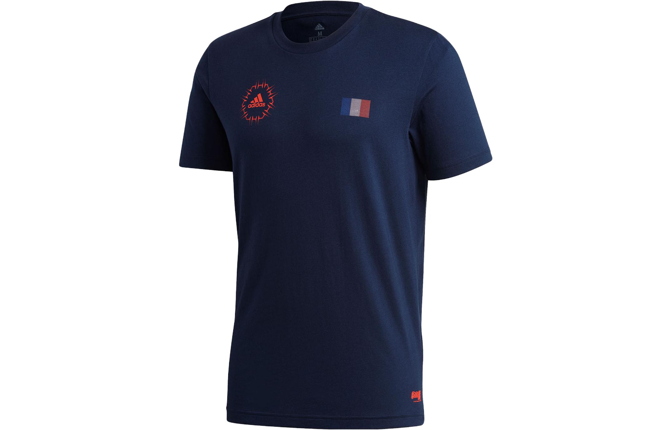 Adidas T Shirts Men s Navy Blue Crew Neck Moderate Straight Fit FQ7639 L