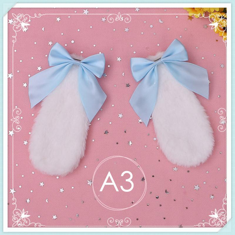 1Pair Bunny Ears Hair Clips Ribbon Bow Hair Clip Costume Headwear Cosplay