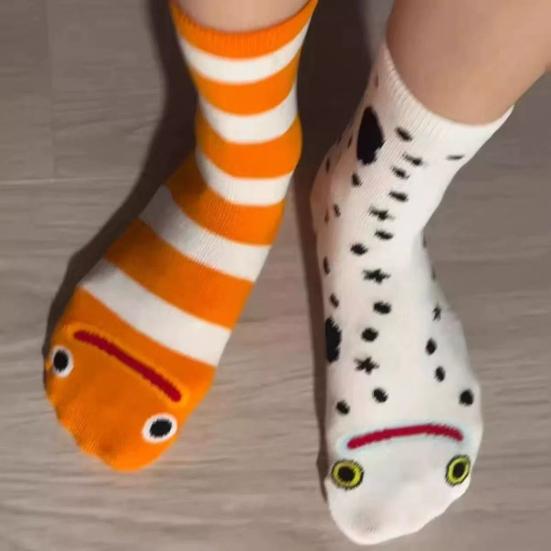 1 Pair Garden Eel Striped Mid-calf Socks Moisture Wicking Breathable Cotton Casual Socks Men Women Stretch Sports Crew Socks