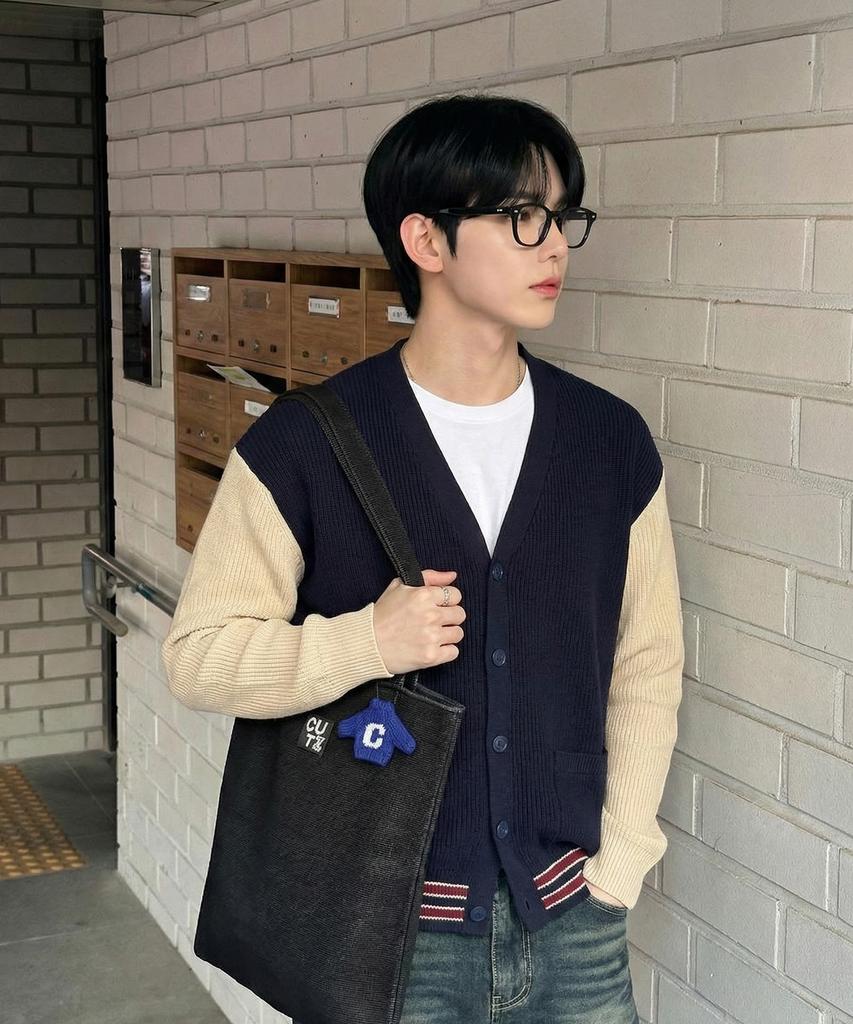 Cutz Color-Block Sleeve Knit Cardigan - 2 Colors