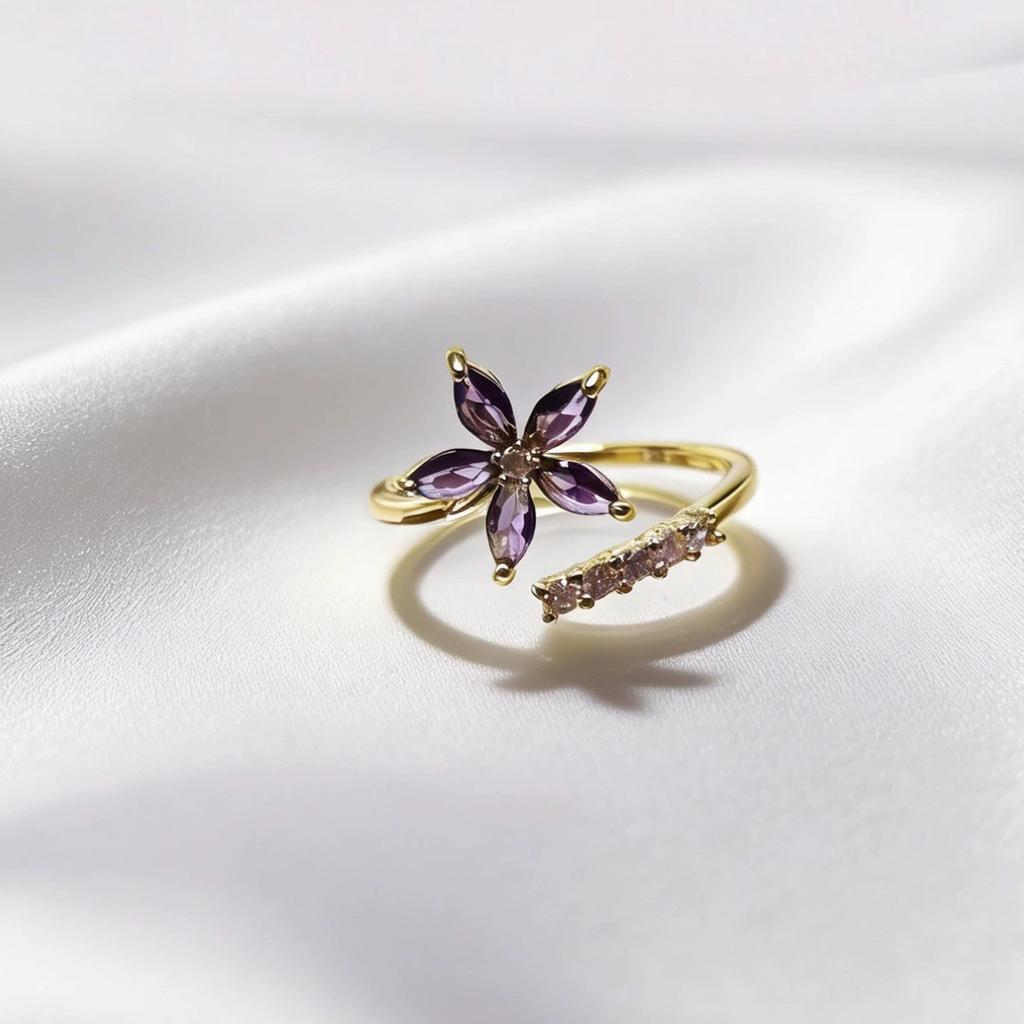 New Fashion Crystal Zircon Rings Sweet Flower Leaf Butterfly Adjustable Open Rings Female Wedding Engagement Jewelry Gift