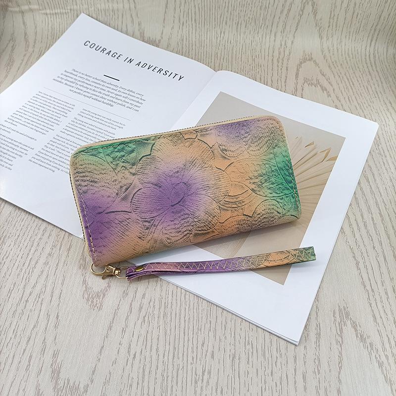 

Женский красочный цветочный длинный кошелек - кошелек-клатч, кошелек для монет и держатель для карт 19.2*10*2.5 фиолетовый