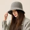 Chapeau de pêcheur en laine pour femme, chapeau seau de couleur unie, chapeau de bassin chaud d'extérieur
