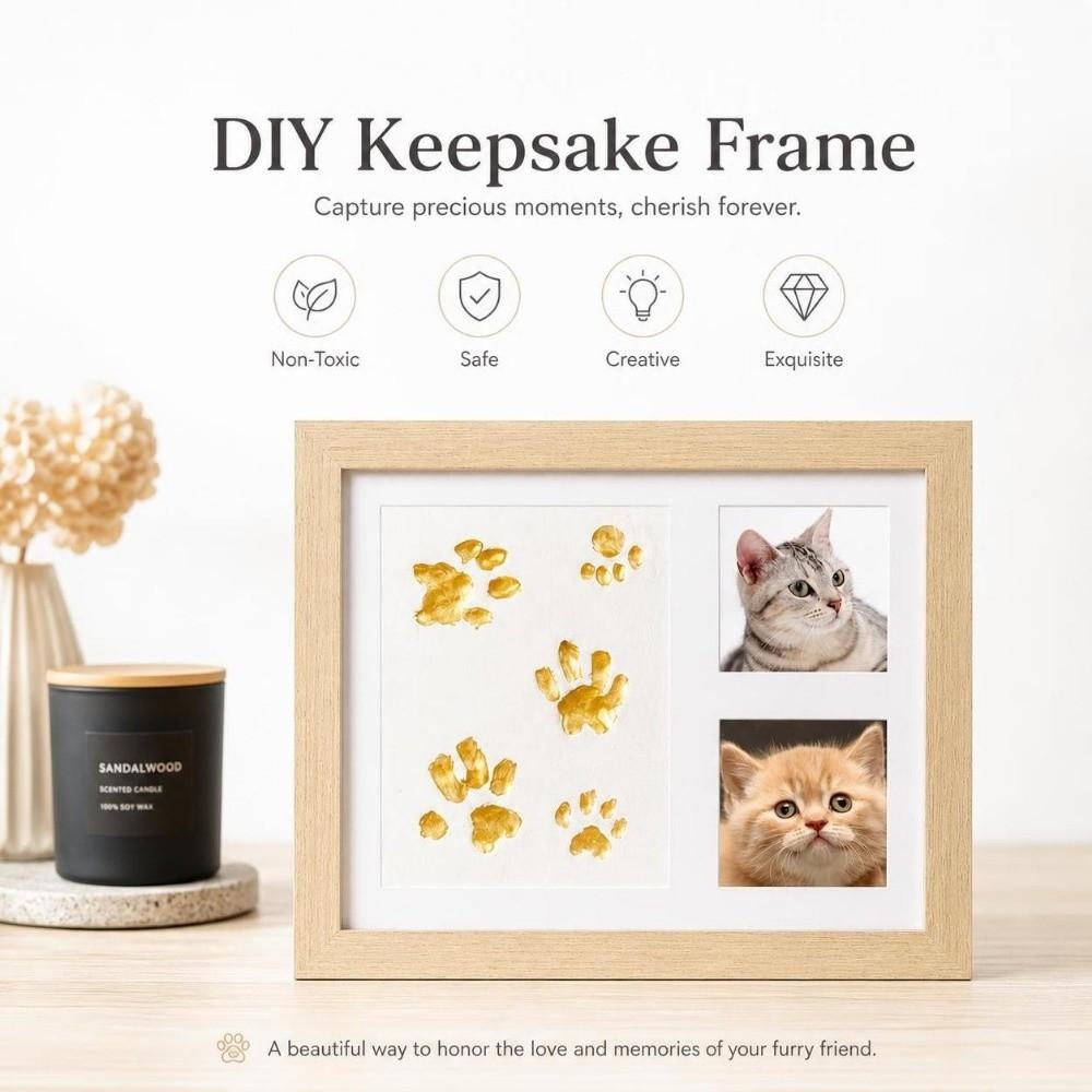 Non-Toxic DIY Keepsake Kit Creative Pet Paw Print Frame Handprint Kit Dogs Cats Keepsake