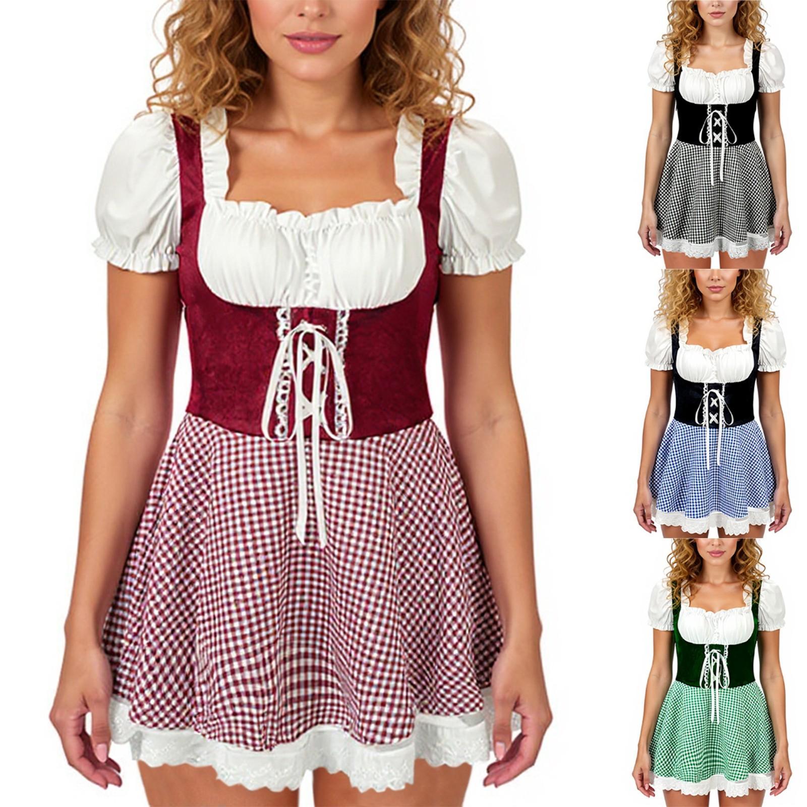 

Women s Fashion Beer Festival Costume Performance Party Dress Set S зелений