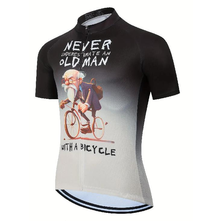 

Мужская мультяшная майка для велоспорта с графикой «Старый для мужчины» - Дышащая быстросохнущая футболка на молнии с 3 задними карманами, геометрическим узором, стандартного кроя для бега XXL чёрный