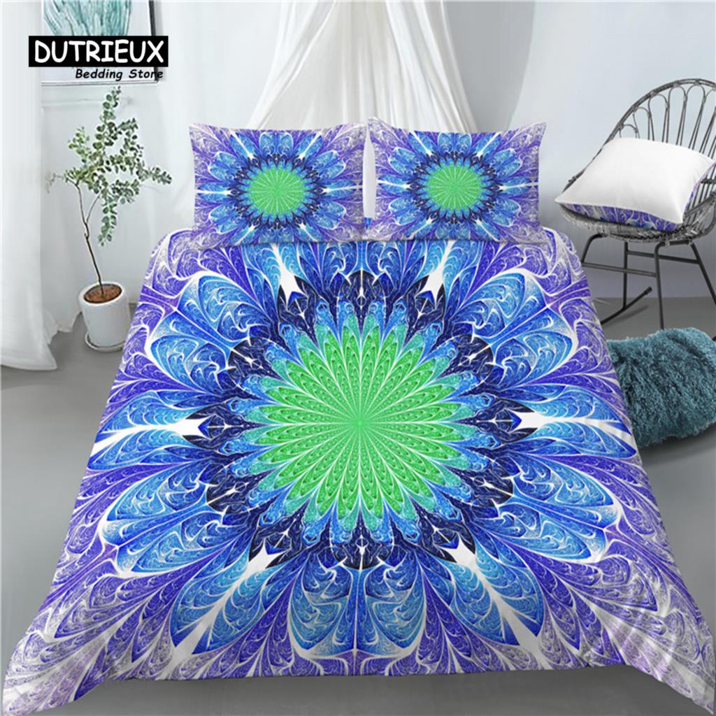 Home Living Luxury 3D Mandala Print 2/3Pcs Comfortable Duvet Cover PillowCase Bedding Sets EU/US/AU Size