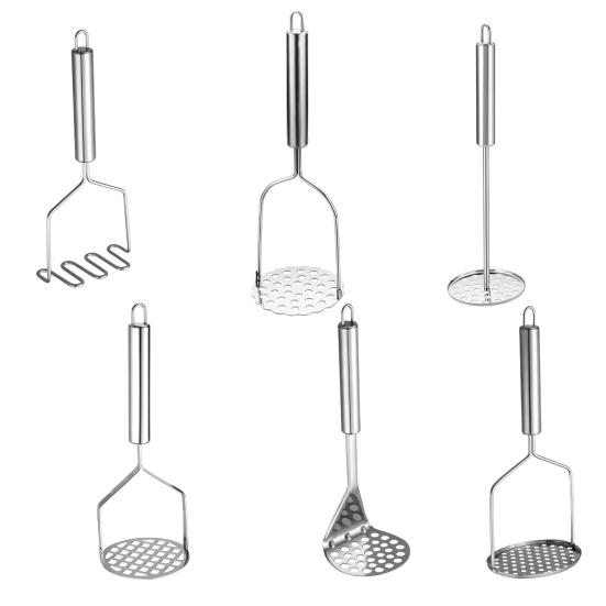 Stainless Steel Potato Masher with Ergonomic Handle Manual Food Crusher for Vegetables Sauces Rust-Resistant Dishwasher Safe Kitchen Tool for Home