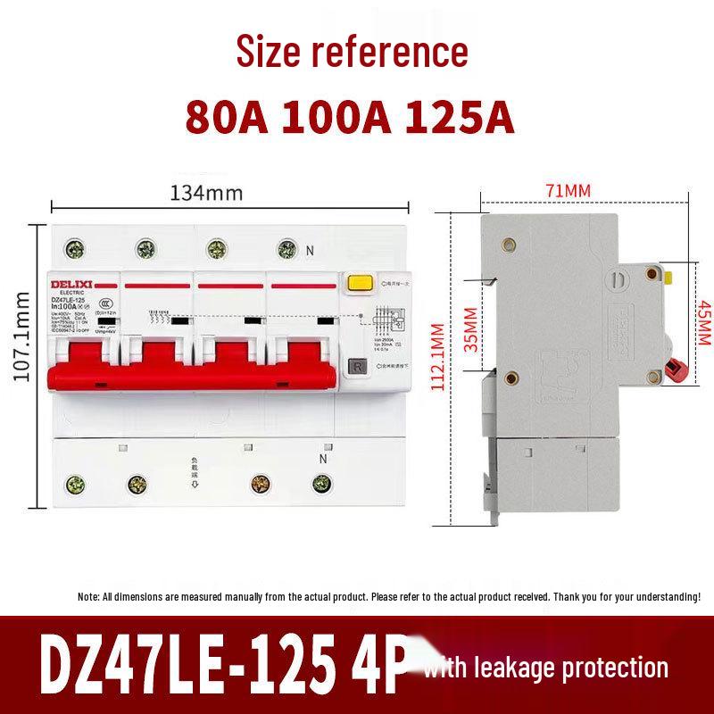 Delixi DZ47SLE Type C 4P 380V Earth Leakage Circuit Breaker with Leakage Protection