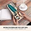 Vintage Feather Pen Set, European Classic Fountain Pen, Antique Peacock Feather Metal Nib Dip Pen