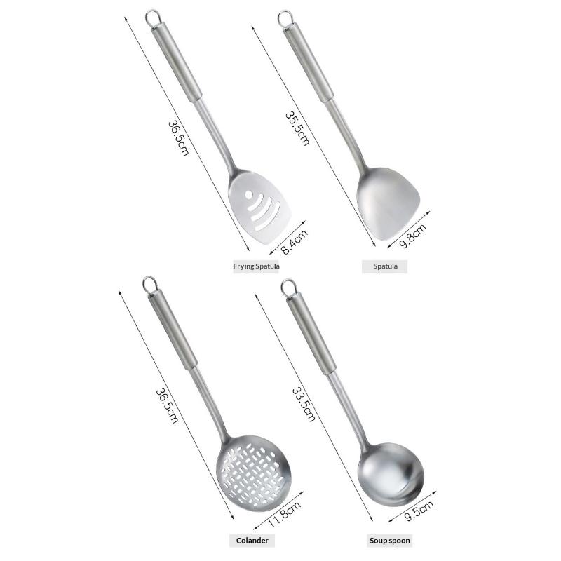 Durable Stainless Steel Frying Spatula Ladle Slotted Spoon Spatula Long Handle Kitchen Gadgets Kitchen Cooking Utensil