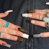1 Conjunto de Unhas Postiças Femininas com Cola Amêndoa Ponta Francesa Unhas Falsas Adesivas Reutilizáveis Cobertura Total Cola em Unhas Postiças Decoração