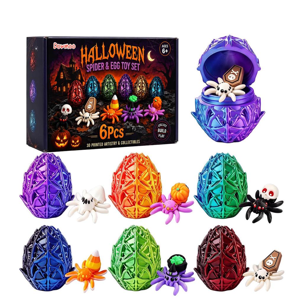 DOWMOO Halloween 3D Surprise Spider Eggs Toy Set