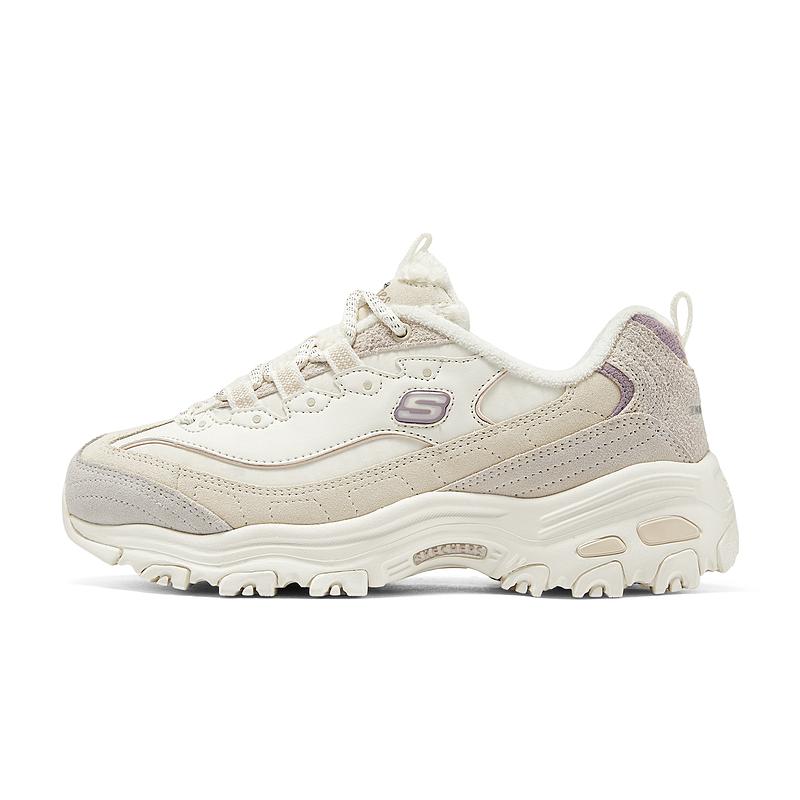 Кроссовки Skechers DLites 1.0 Легкие Поддержка Колена Против Опрокидывания Амортизация Ретро Удобные Универсальные Женские Кеды Цвет: Небеленый Белый 150240-NAT 37.5