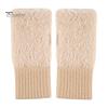1 Pair Winter Ladies Gloves Half-finger Thick Plush Knitted Stretchy Touchscreen Wrist Protection Keep Warm Office Typing Student Writing Gloves