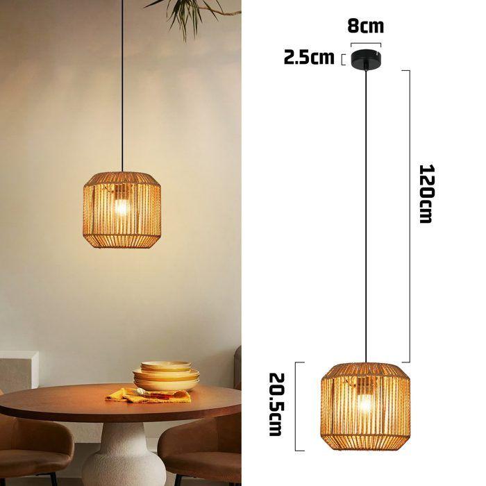 Lampe à suspension - NETTLIFE - Lanterne cordée 1 flamme - Jaune - Abat-jour métal - Hauteur 120 cm