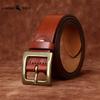 Retro Minimalistischer Glänzender Vollnarben Rindsleder Gürtel für Herren, Echtes Leder, Dornschließe, Lässig und Vielseitig Neuer Stil