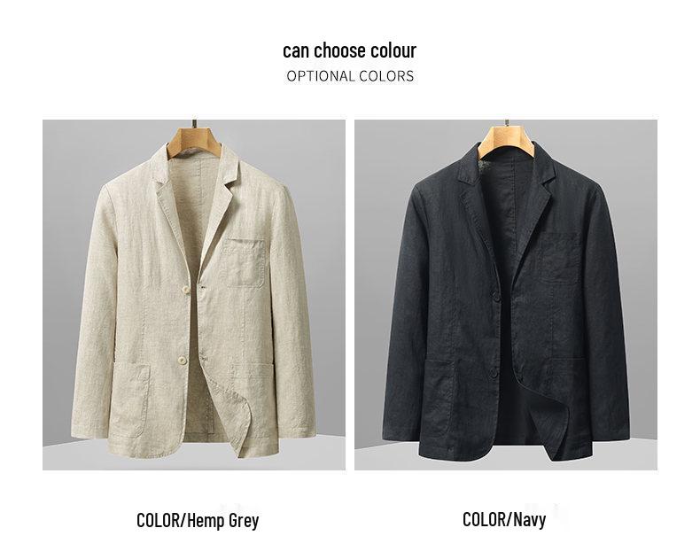 Men's Lightweight Linen Blazer - Light Blue, Breathable, Spring/Summer Casual Suit Jacket