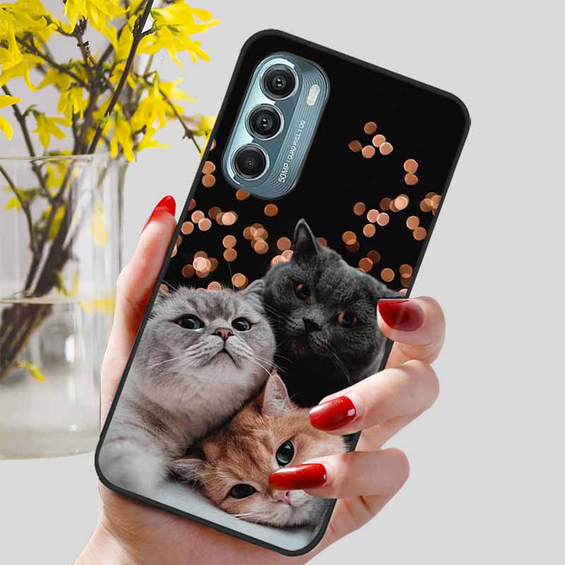 Fashion Lovely Cute Black TPU Silicone Phone Cover for Motorola Moto G Stylus 4G 5G 2022 Protect Soft Bumper Shells Coque Capa