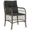 Vidaxl 3-Cz. Bistro Furniture Set with Cushions, Grey, Poly Rattan