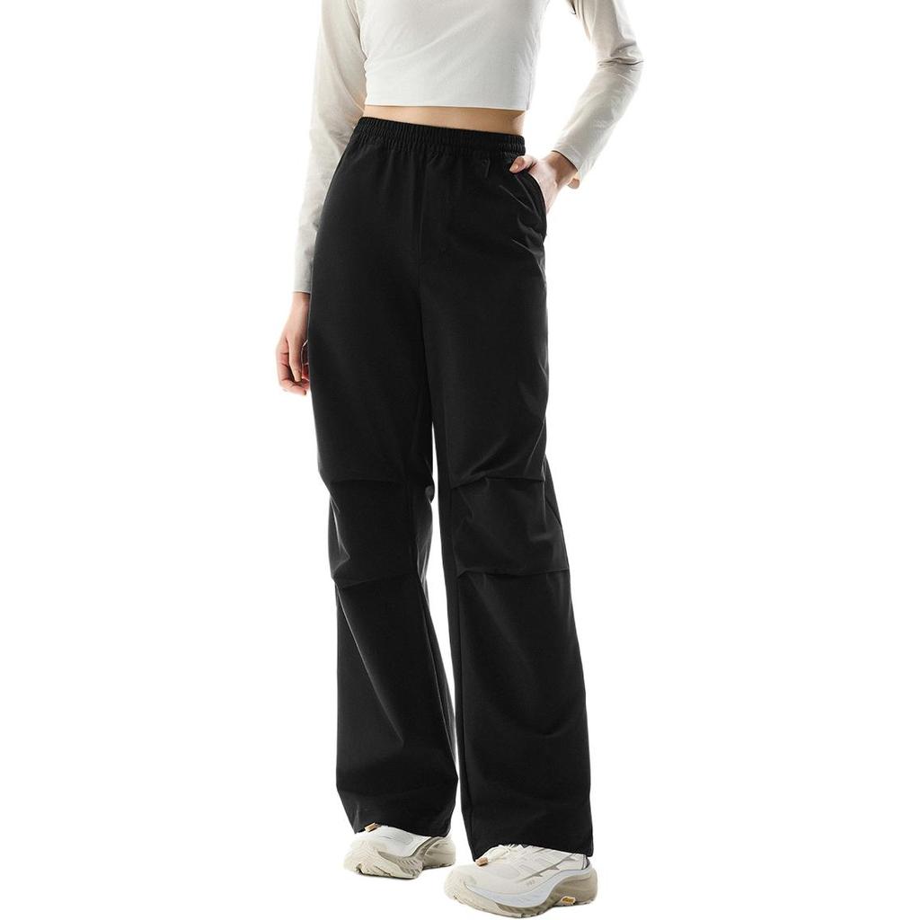 Anta Pantaloni Sportivi Comodi Casual Semplici a Vita Alta Gamba Dritta Donna Fondo Nero Base 962516501-4
