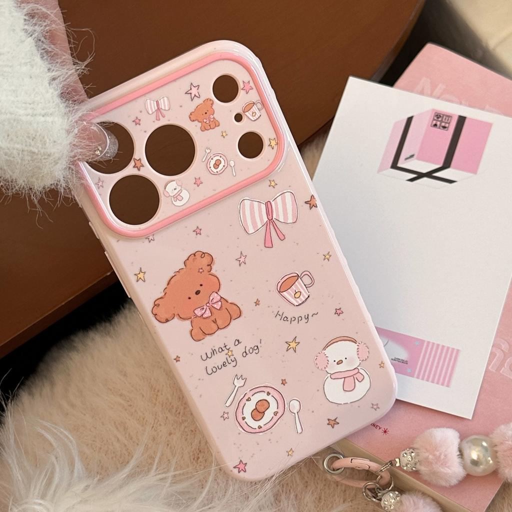 Girly Heart Lanyard Apple 17promax Mobile Phone Case for Iphone16 Cute Puppy 14 Sweet 15 Soft 13