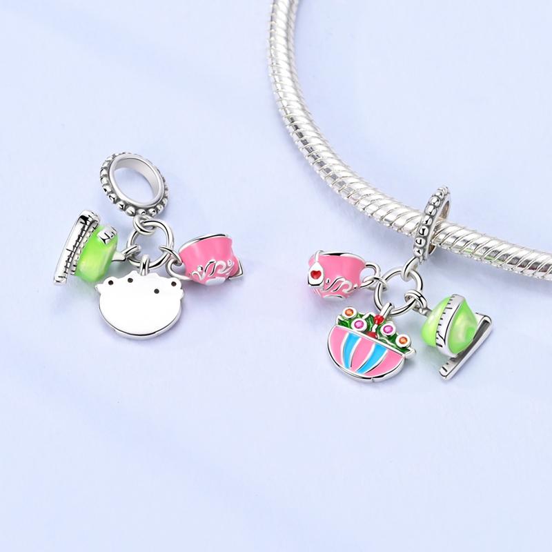 Charms Copper Fat-Burning Meal Coffee Green Apple Pendant Fit Charms Plata Original Bracelet Bead Women Jewellery Making