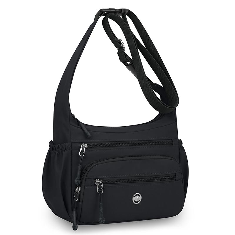 Waterproof Nylon Crossbody Bag for Women Multi Pocket Shoulder Handbag with Wide Strap