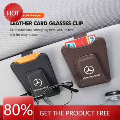 Clip Porte-Lunettes pour Pare-Soleil de Voiture Porte-Lunettes en Cuir Pour Mercedes Benz W202 W212 W126 W140 W168 W177 CLS GLE GLC GLS CLA