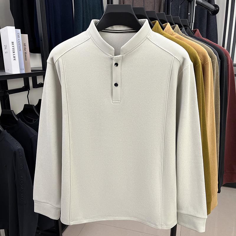 Men's German Velvet Two-Button Hoodie: Double-Sided, Chinese Style, Warm and Thickened, Autumn/Winter Casual Base Layer.