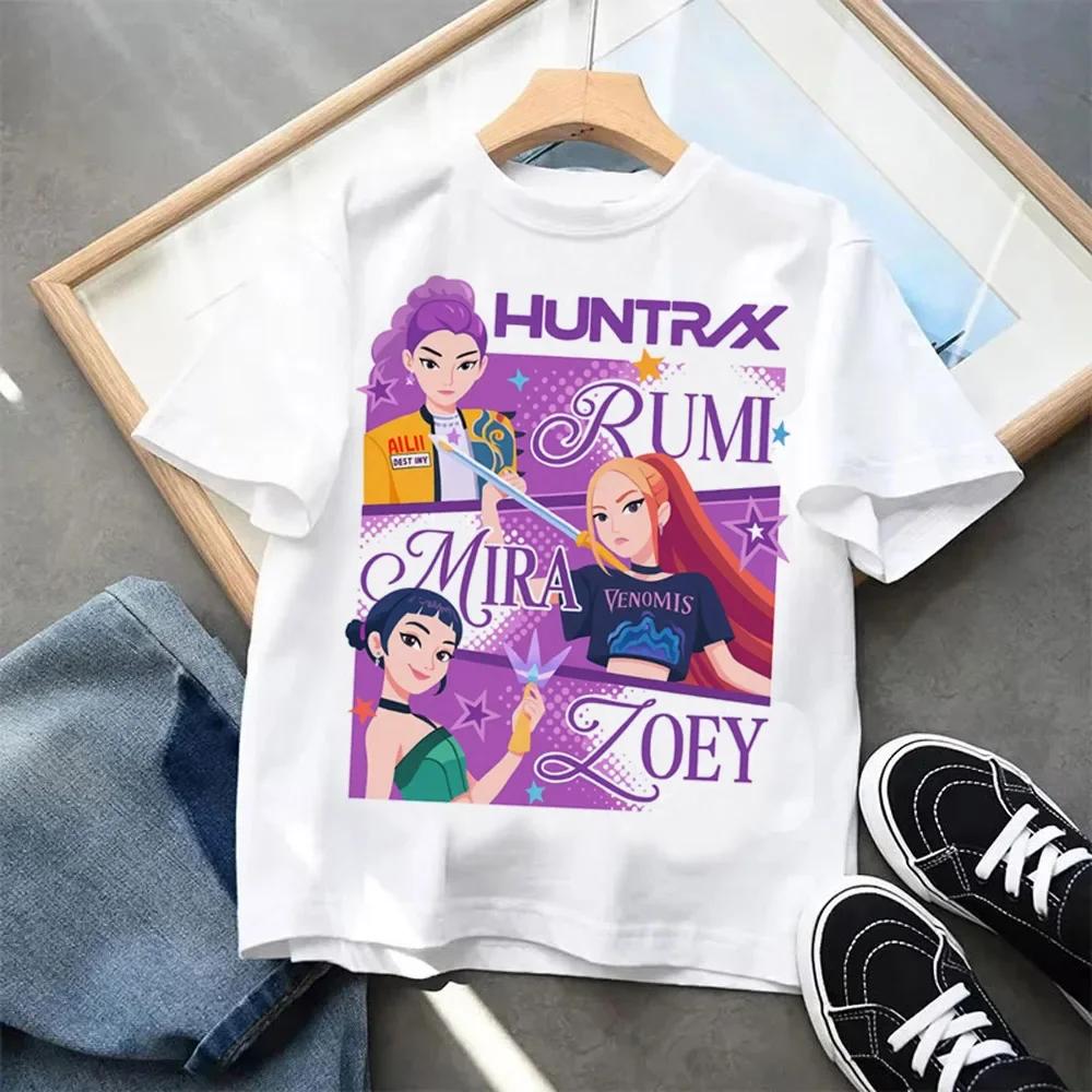 Kpop Demon Hunters Short Sleeve T-shirt Harajuku Tiger Design Children's Clothing for Boys And Girls