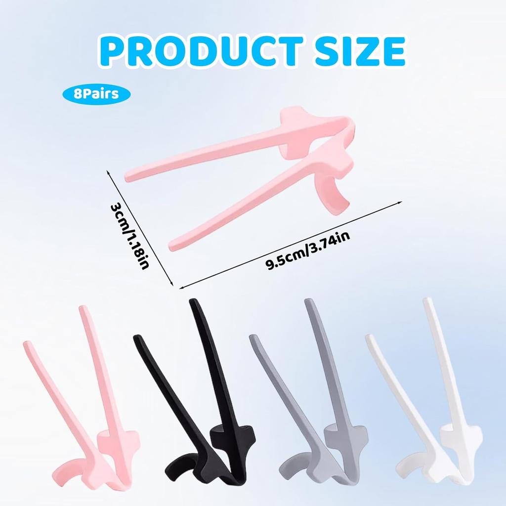 Finger Chopsticks for Snacking, 8 Pack Snack Chopsticks for Clean Hands, Reble Chip Grabbers for Fingers, Includes White, Gray, Black, Pink