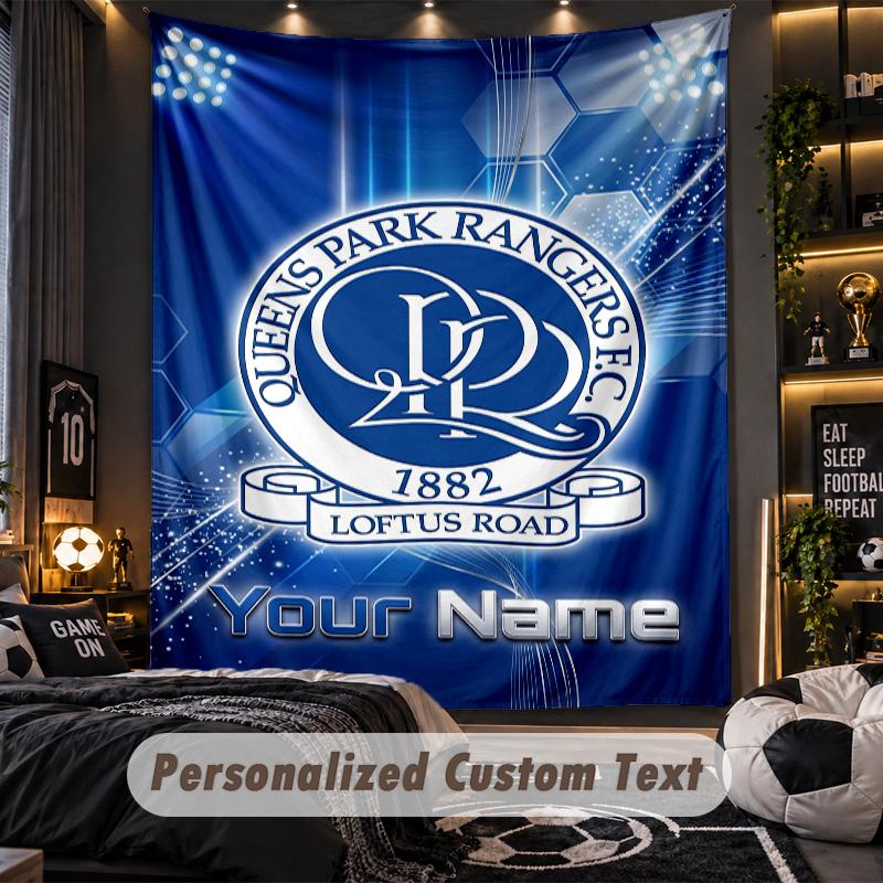 TapestryQueens Park Rangers FC Custom Name Text Personalized Wall Hanging Tapestry Home Wall Decor
