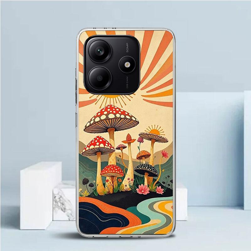 Boho Hippy Mushroom Sunrise Soft Cover for Xiaomi Redmi Note 15 14 13 12 Pro Plus Phone Case 14S 11S 11T 11E 10S 10 4G Pattern S