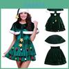 Fantasia Clássica de Árvore de Natal para Mulheres Vestido de Veludo Capa Chapéu Acessórios de Festa Tamanho Grande
