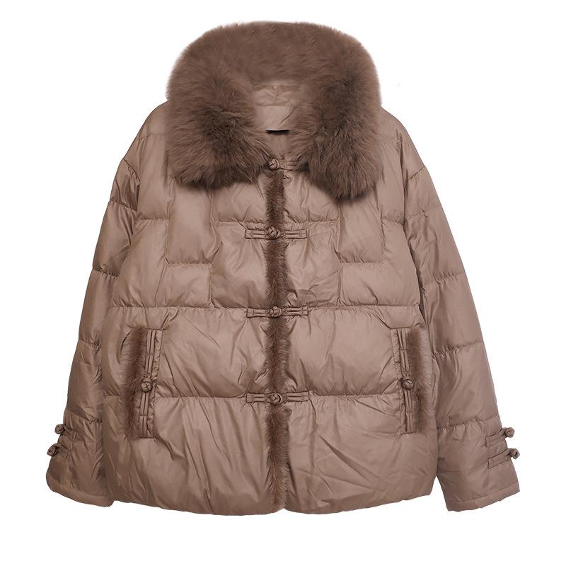 Women's Winter 2024 Plus Size Fur Collar Duck Down Coat - Fashionable, Loose, and Warm