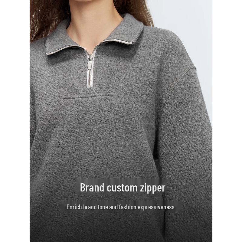 ELLE Women's Wool Blend Quarter-Zip Sweatshirt