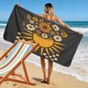 Golden Sun Meets Blossoms Print Beach Towel, Quick Drying, Suitable for Travel, Outdoor Sports, Jogging, the Beach and Swimming, Gift