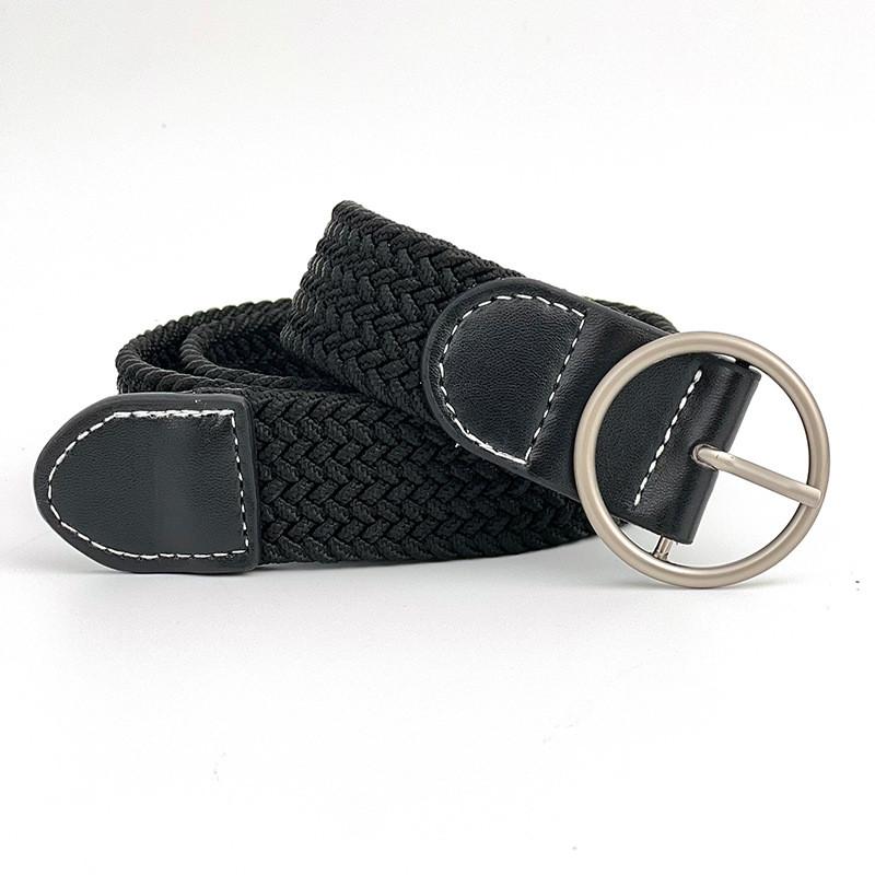 Weave Casual Elastic Waistband With No Drilling Design For Office Fashion