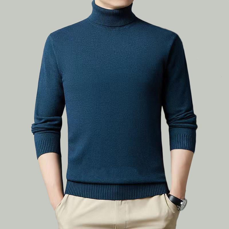 Turtleneck Men's Wool Sweater Autumn and Winter Trend Casual Bottoming Knitted Sweater Fine Imitation Wool Sweater Sweater Men