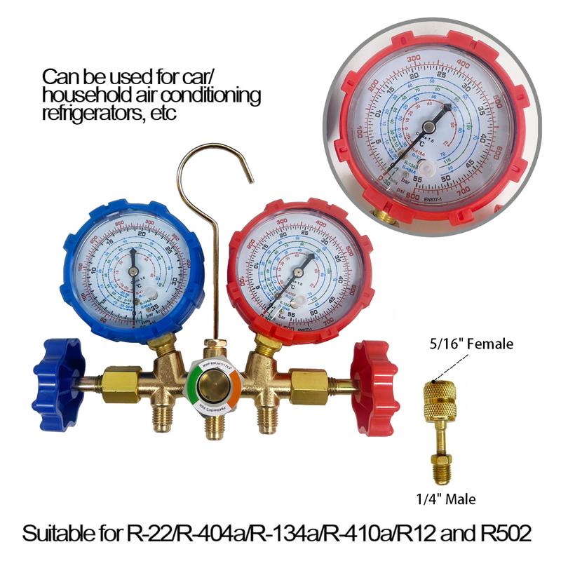 R410a 3 Way AC Diagnostic Manifold Gauge Set for Freon Charging Fits R32 R410a R-404A R-134a Refrigeration Manifold Gauge Air