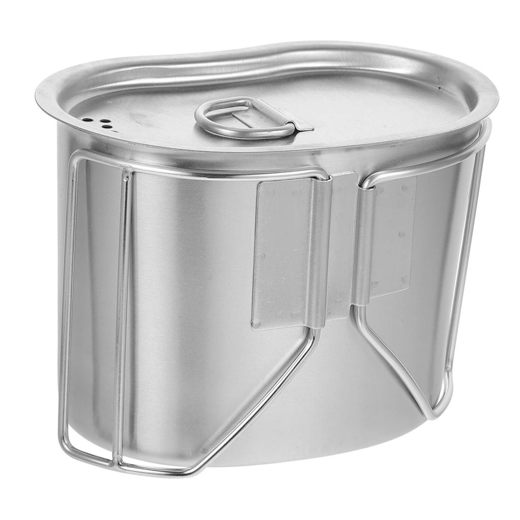 1pcs Stainless Steel Camping Pot Outdoor Food Container For Hiking Easy To Clean Suitable For Camping Picnic Backpacking Travel