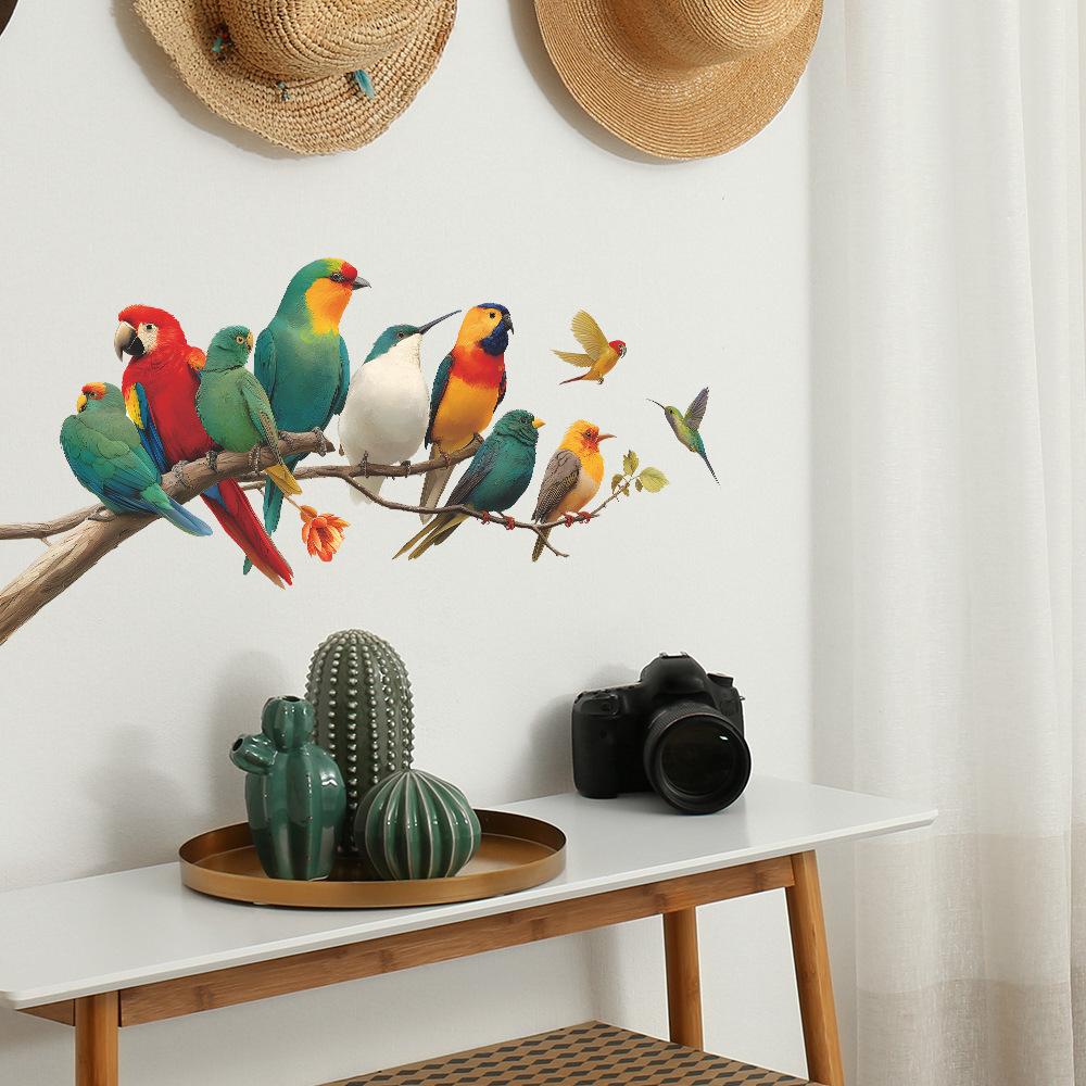 Bright-feathered Parrots and Hummingbirds In The Living Room Entrance Hall Home Decoration and Beautification Stickers